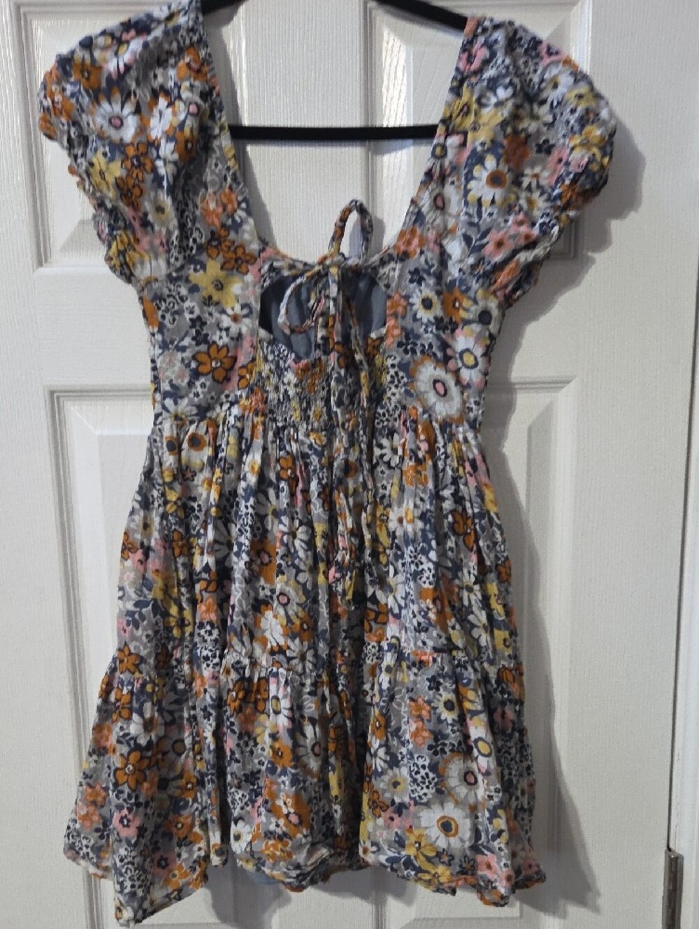 American Eagle Outfitters Floral Mini Dress in Gray, Yellow, Pink - Picture 7 of 9